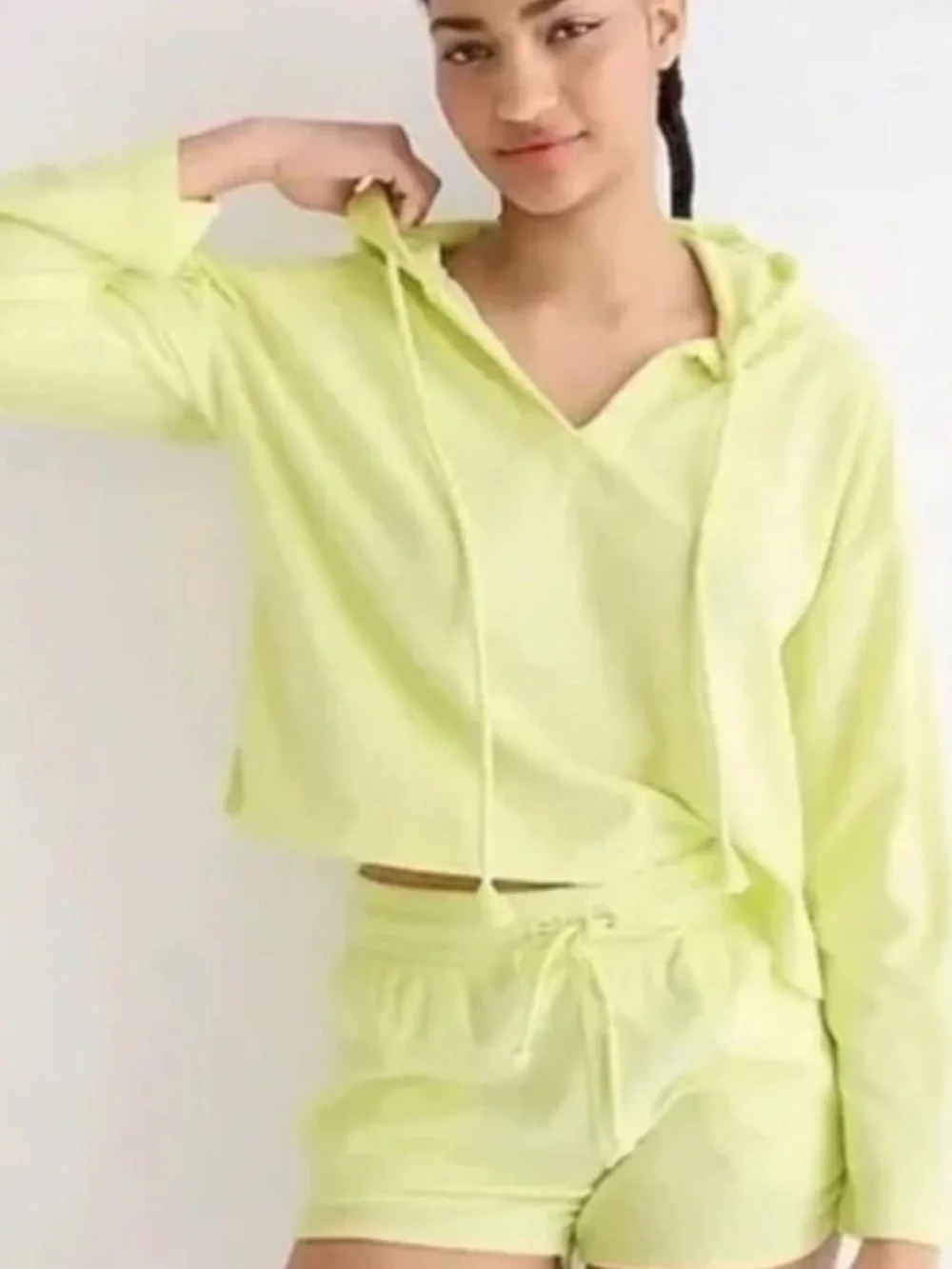 J.Crew Neon Yellow Terry Hoodie Cover Up Set S
